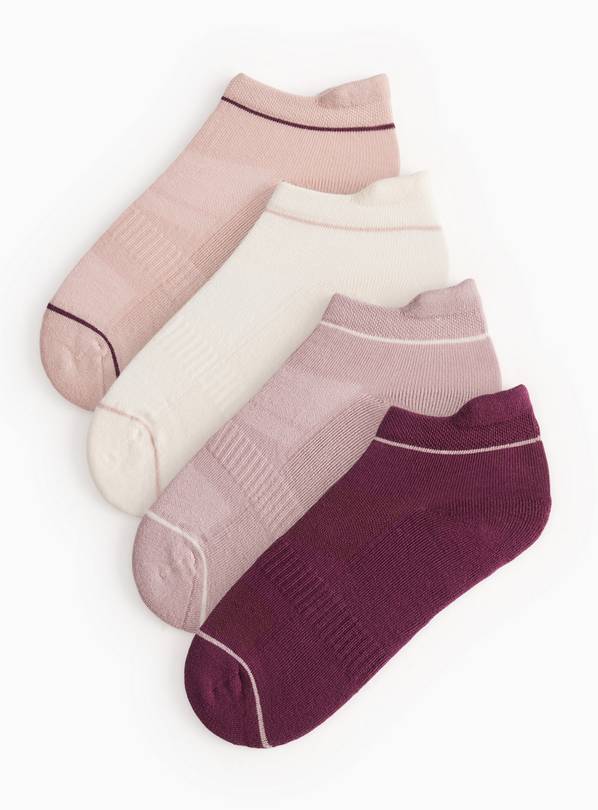 Purple & Cream Shades Trainer Socks 4 Pack 4-8